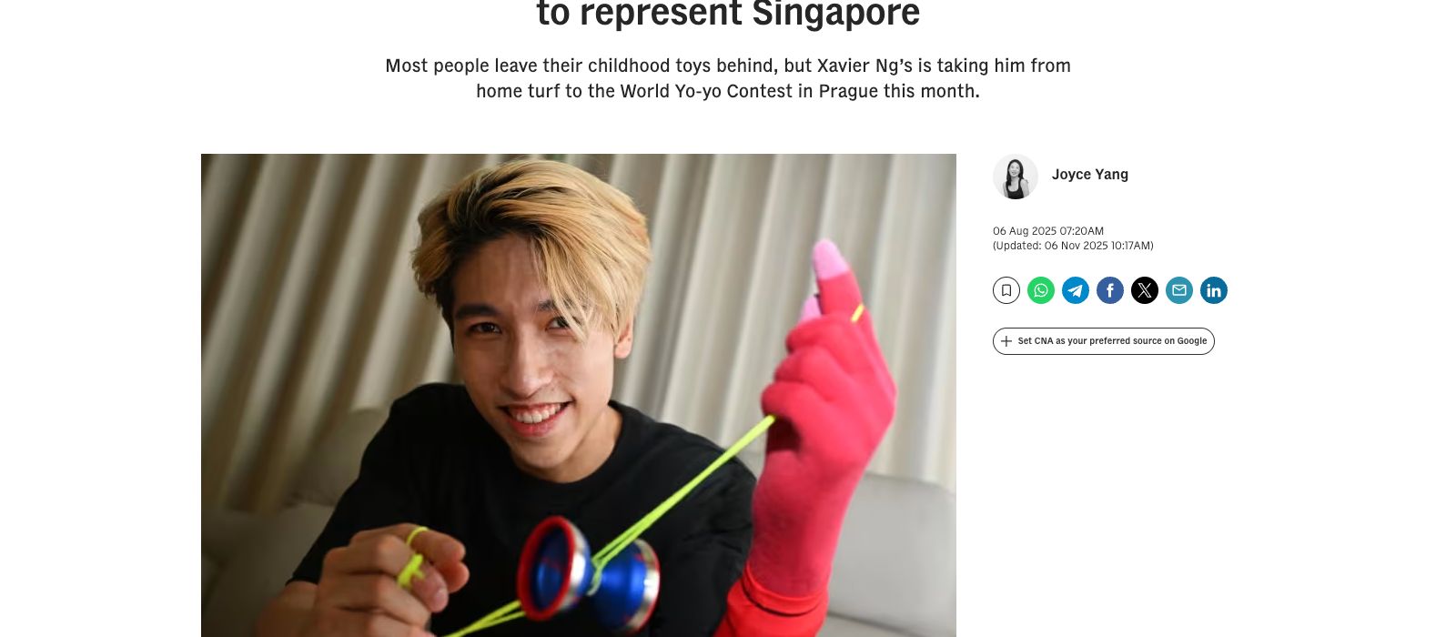 CNA Lifestyle — Xavier Ng yo-yo champion