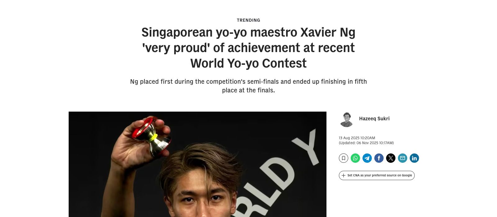 CNA Lifestyle — World Yo-yo Contest