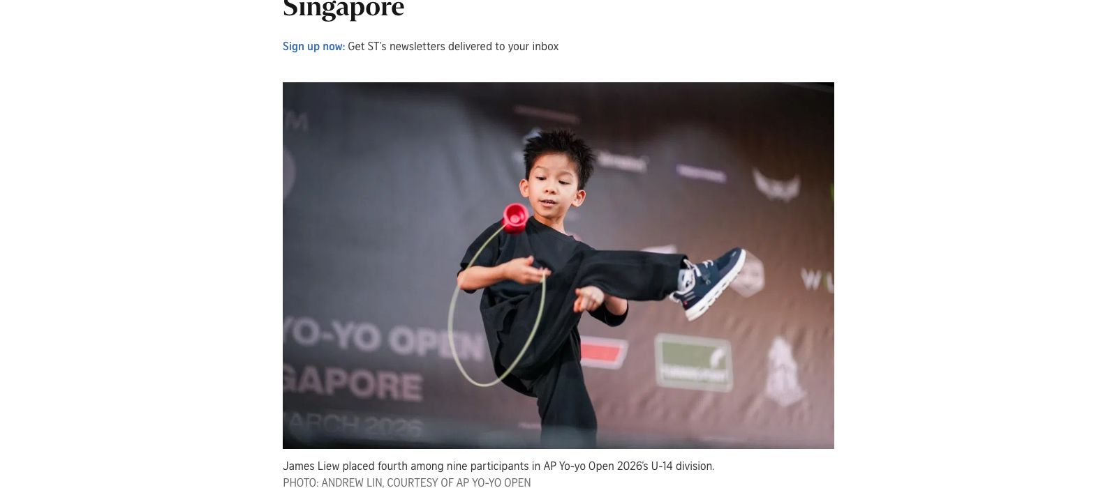The Straits Times — AP Yo-yo Open